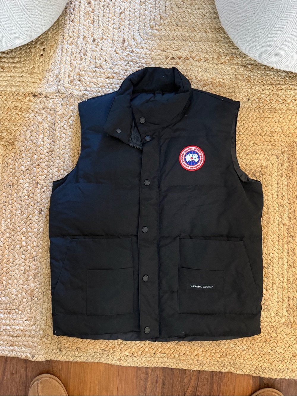 Canada Goose Black Quilted Down Vest with Patch Logo